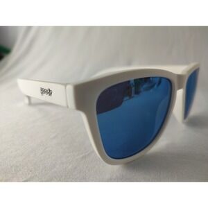 Goodr Iced by Yetis Sunglasses White Frames Blue Mirrored Polarized Lenses OG